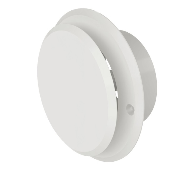Tallerkenventil rund plast 4" hvit