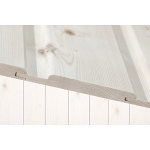 14x120 Rustikk Rund Woodwash White mix furu