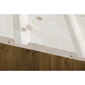 14x120 Rustikk Rund beiset RØFF Skog furu