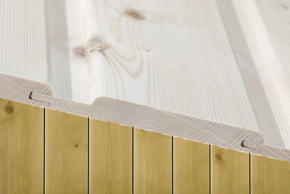 14x120 Rustikk Rund beiset RØFF Sjøsand furu