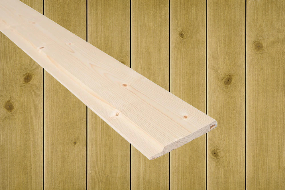 21x145 Tømmerpanel beiset RØFF Sjøsand furu