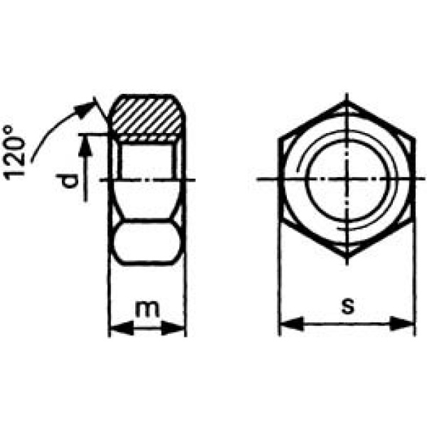 Mutter M10 6-kant DIN 934 8 VZ varmgalvanisert