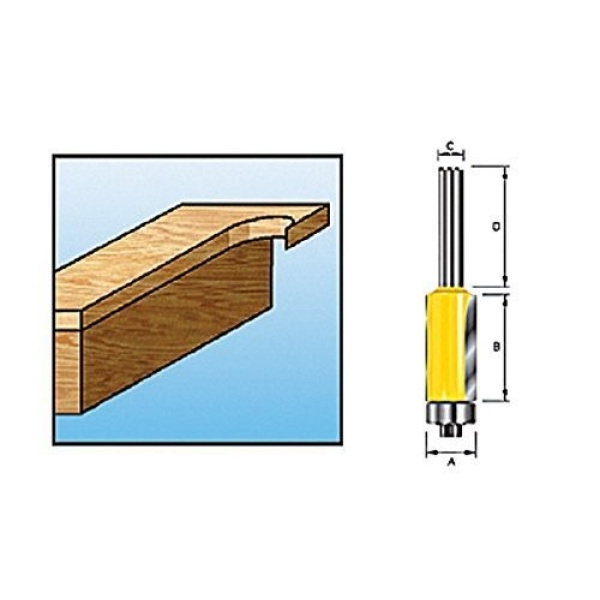 Kantfres med kulelager S8 12,7×12,7mm fresestål