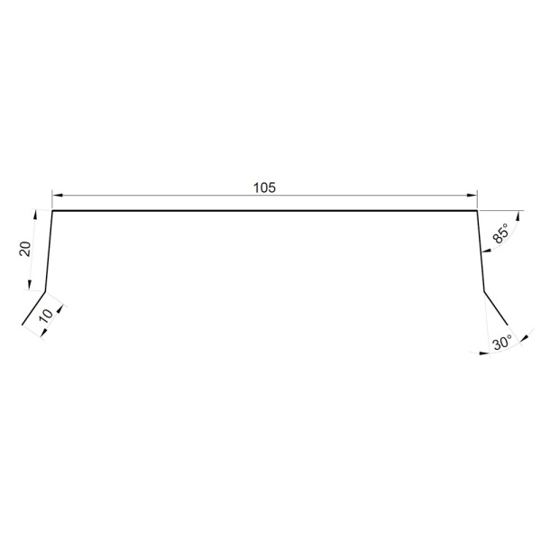 Vannbordbeslag VBS-11 sort B10cm L200cm