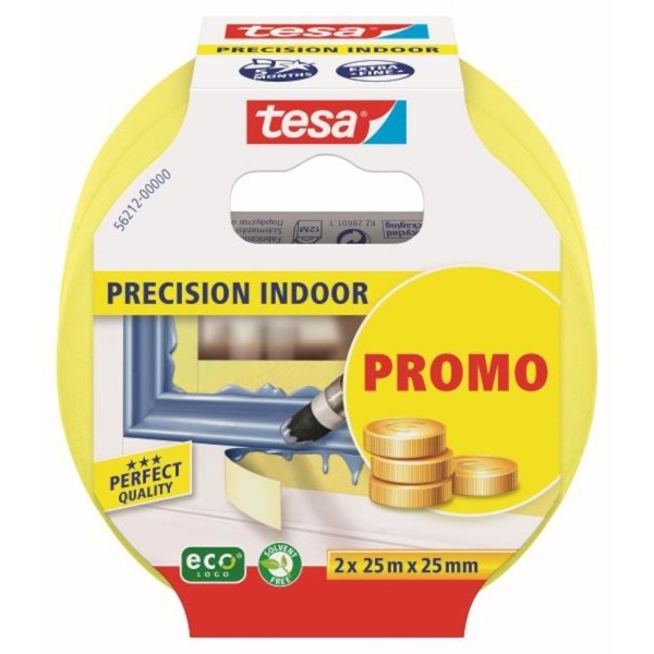 Maskeringstape Precision 2-pack 25mm x 25m Gul Tesa®