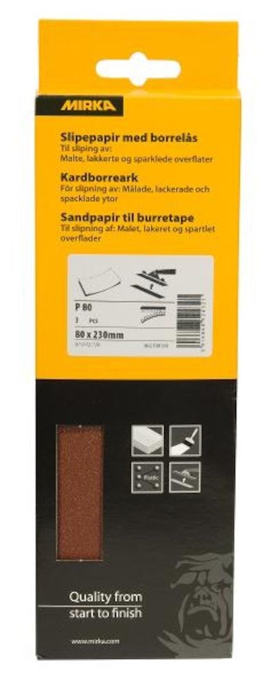 Slipepapir med borrelås 80x230mm K80 Mirka