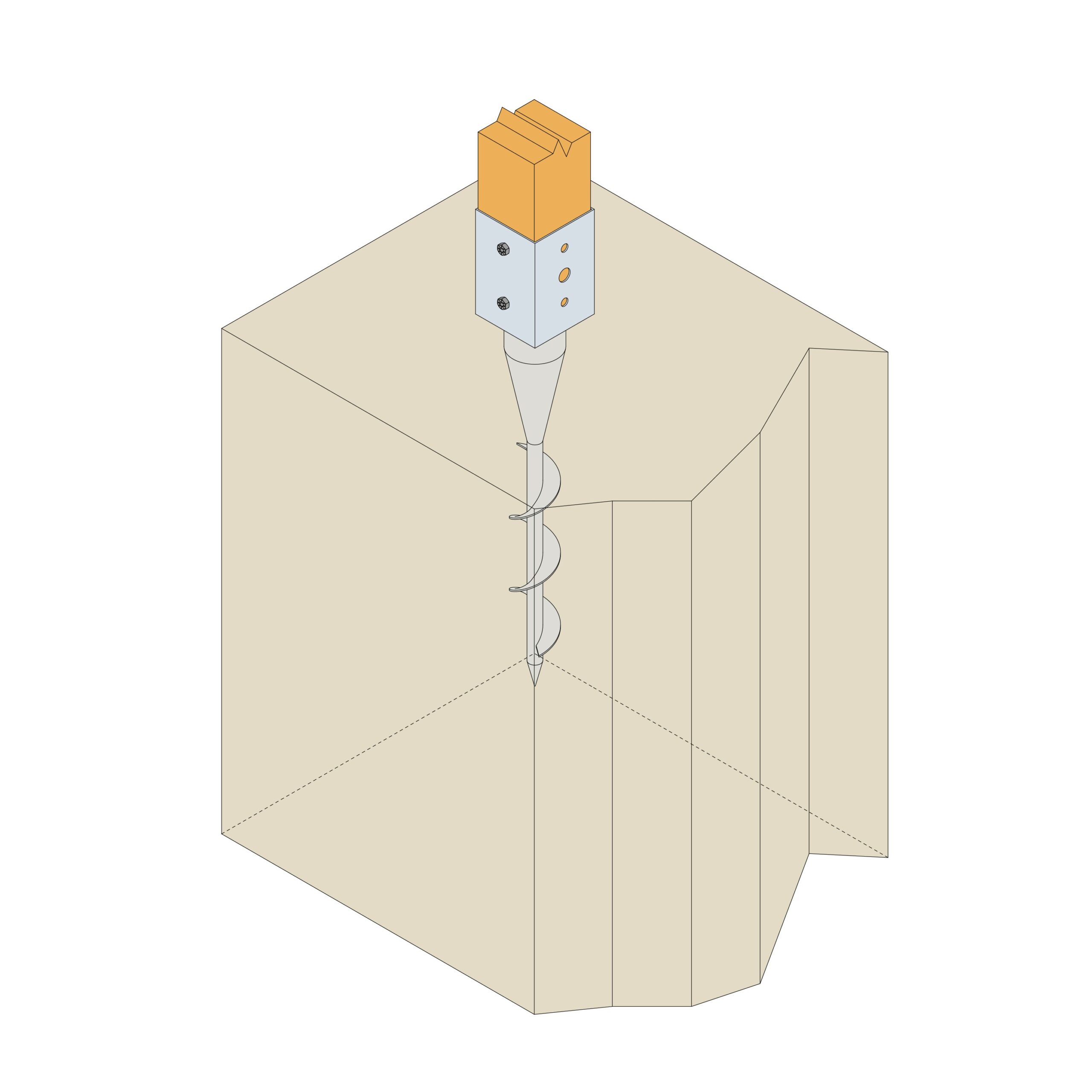 Jordskrue stolpespyd 70x70x600mm